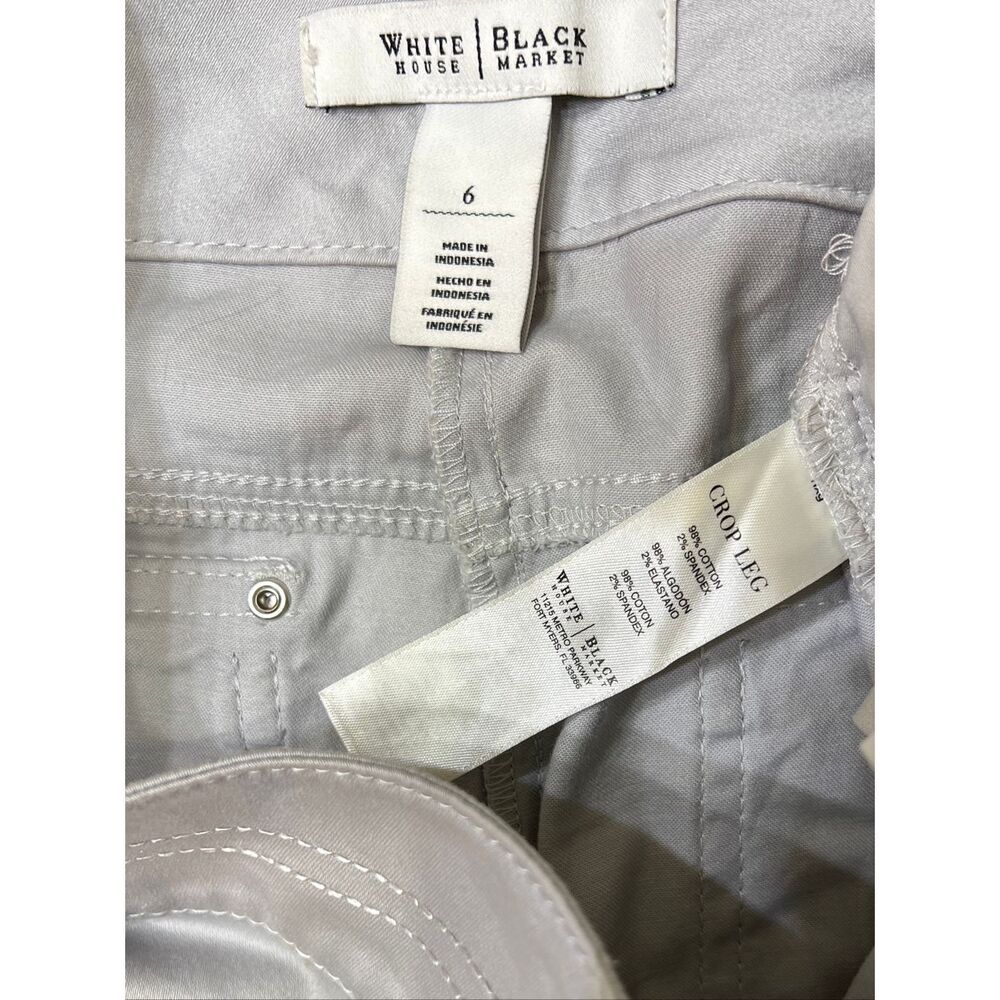 White House Black Market Women's Crop Leg Cotton Blend Cargo Pants Gray Size 6 - Picture 5 of 5